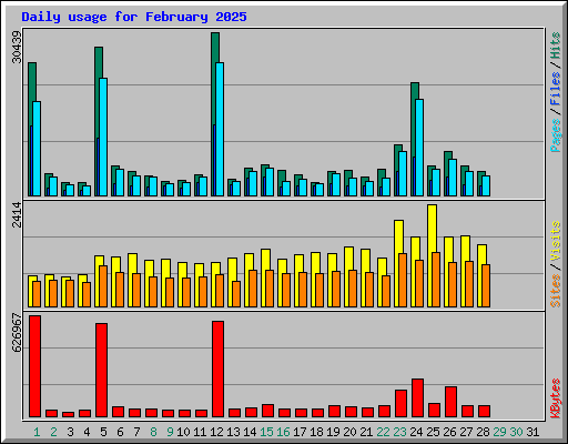 Daily usage for February 2025